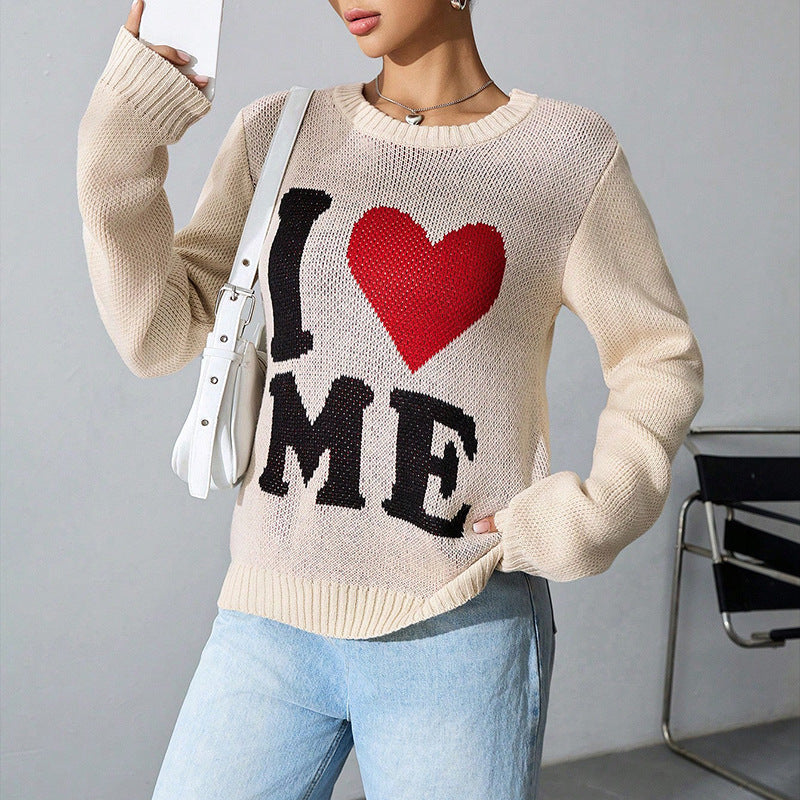 European and American Leisure Love Sweater Loose and Lazy Style