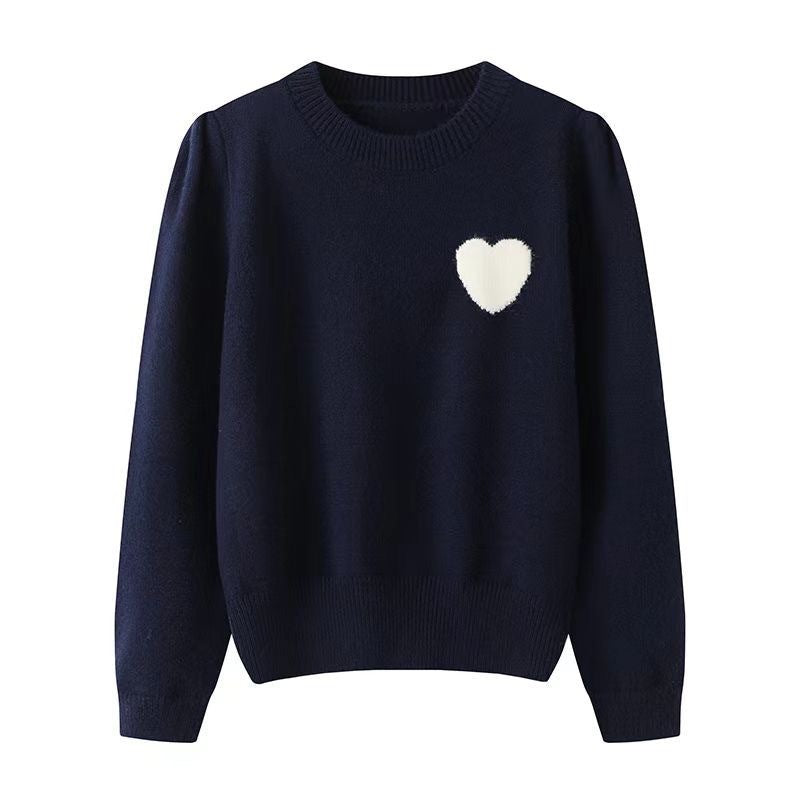 Korean Sweet Heart Embroidered Knit Sweater