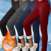 Four Pairs Of Women's Winter Thermal Long Pants, High-elasticity 4-color Corset Pants with Fashion Labels, Black, Red, Gray, Blue, High-waist Design, Effectively Tuck In The Abdomen, Suitable for Dail