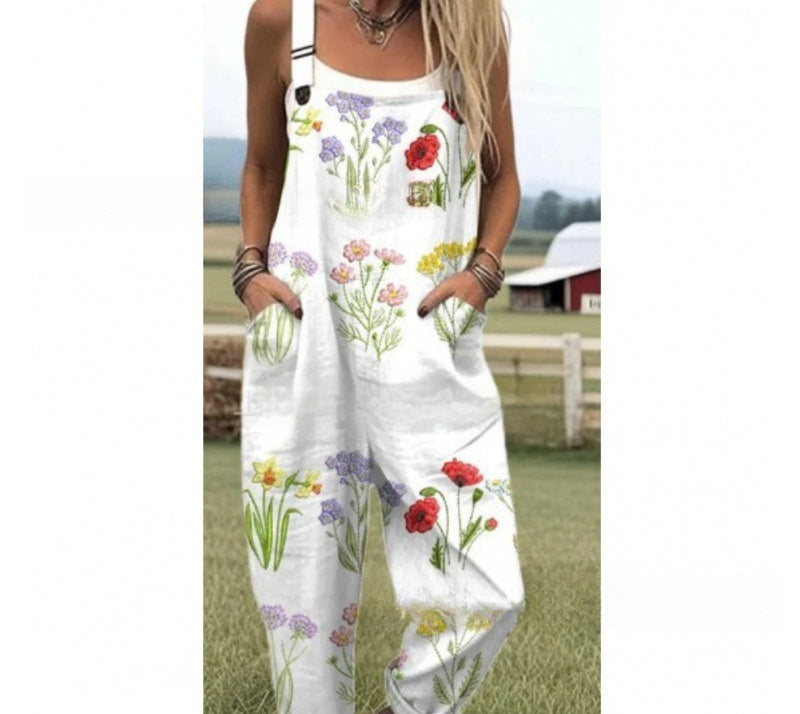 Digital 3D Print Casual Suspender Jumpsuit