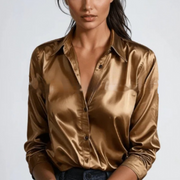 Casual Relaxed Fit Button Up Womens Blouse