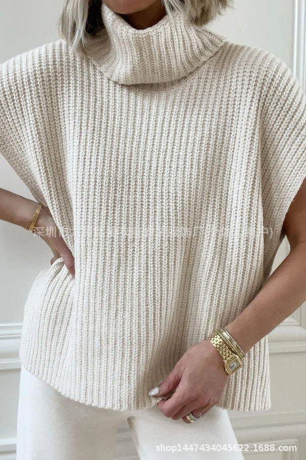 Womens Loose Fit Knitted Turtleneck Outerwear All Match Top