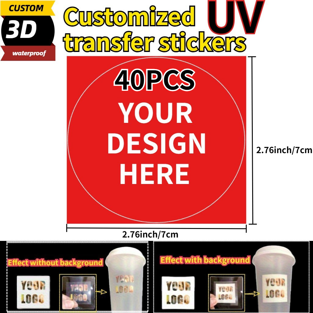 Custom UV Printed Crystal Stickers – Transparent Self‑Adhesive, 20 or 40 Pieces for Packaging, Cards, Weddings and More