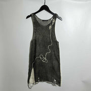 Chic Printed Cotton Round Neck Knit Vest