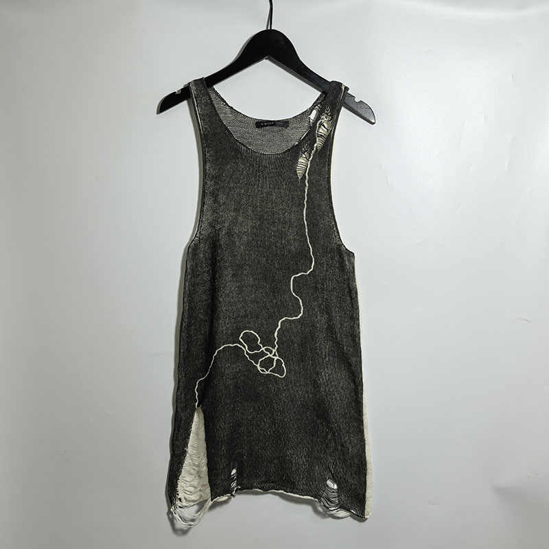 Chic Printed Cotton Round Neck Knit Vest