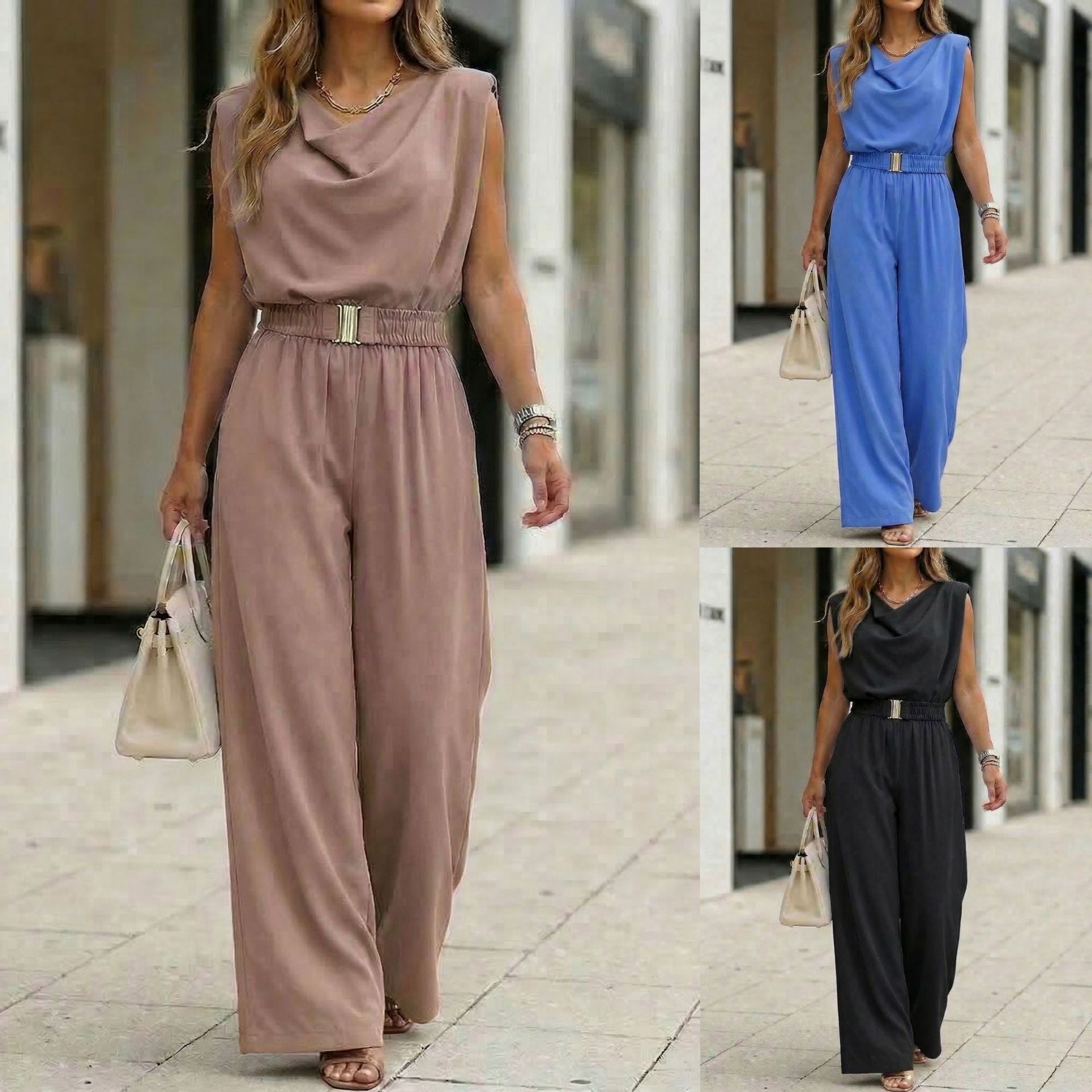 Women's Casual Off-Shoulder Wide-Leg Jumpsuit