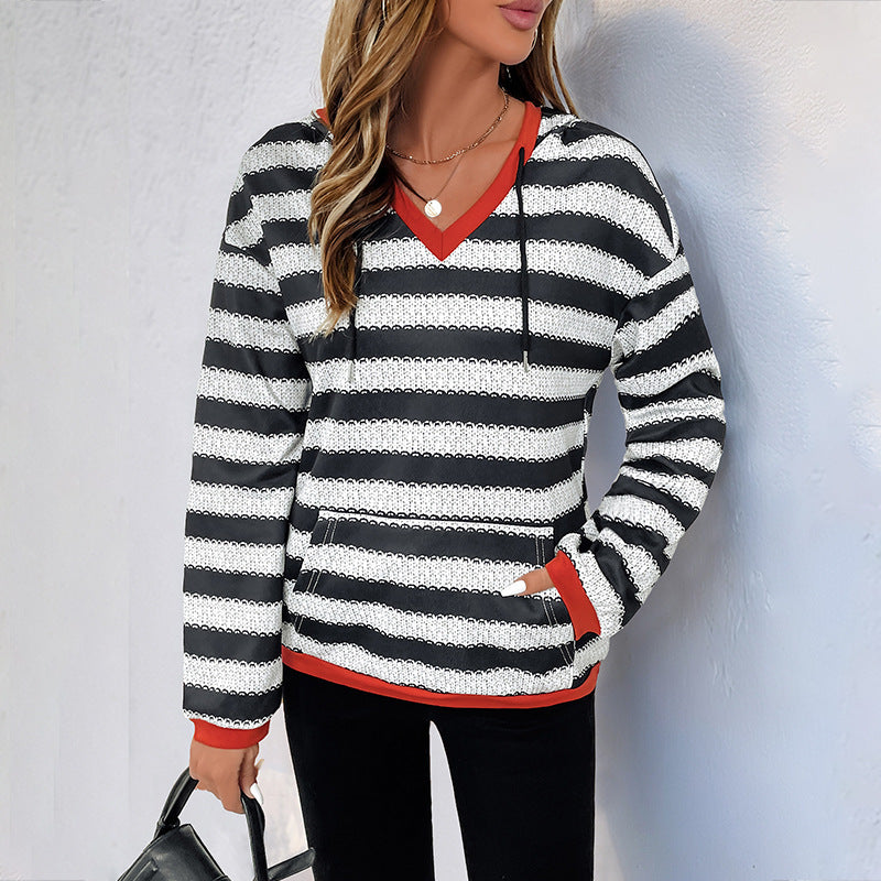 Chic Black & White Striped Pullover Sweater for Women