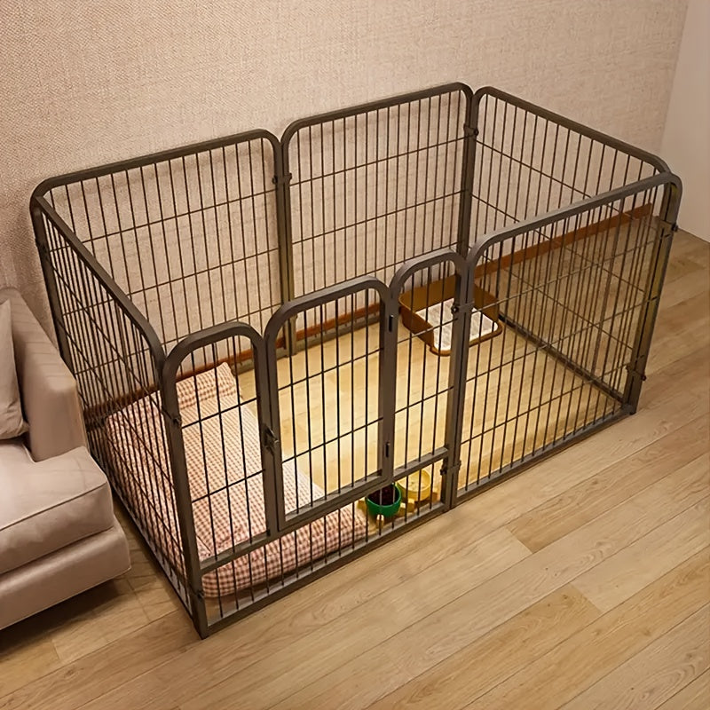 Stainless Steel Multi-Functional Indoor Dog Enclosure With Resting, Playing & Urinal Areas - Flexible Shape For Family Adaptation - Ideal Gift For Dog Owners - Durable Metal Construction For Small...