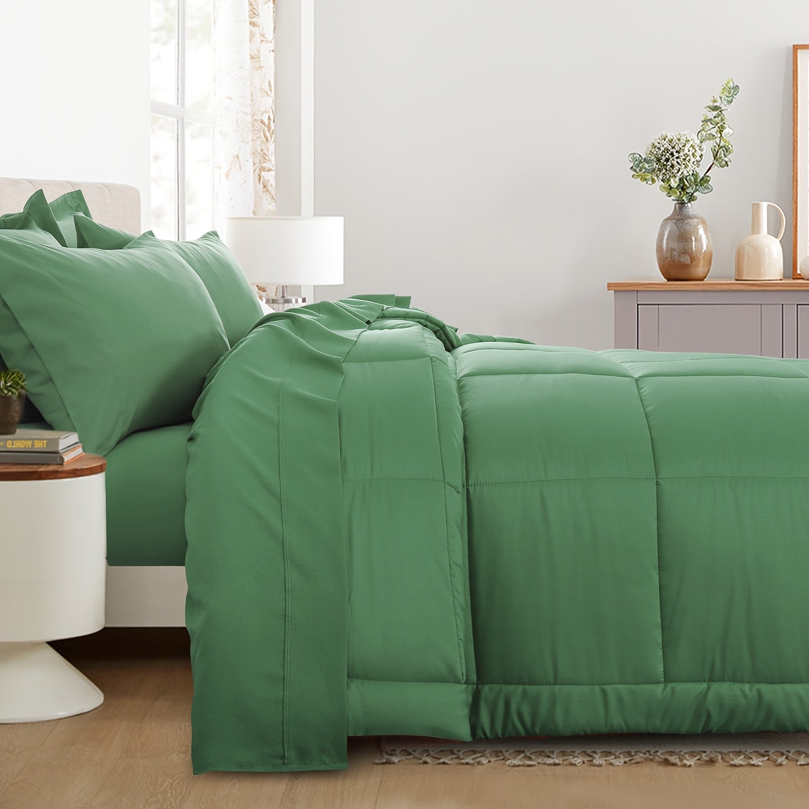 7pcs Ultra-Soft Bed In A Bag, Down Alternative Bedding Sets With All Season Quilted Comforter, Flat Sheet, Fitted Sheet, Pillowcases -Gifts For The Family And Friends