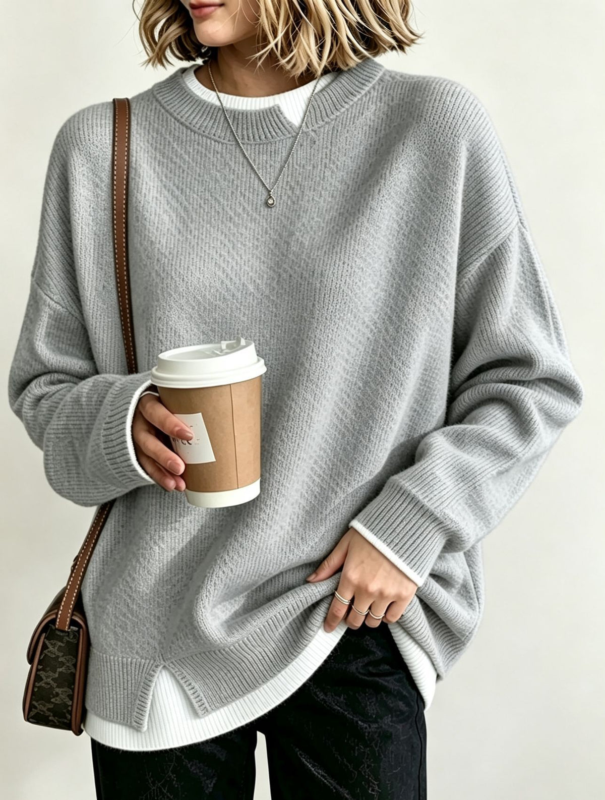 Womens Fashion Loose-fit Knitted Pullover Top