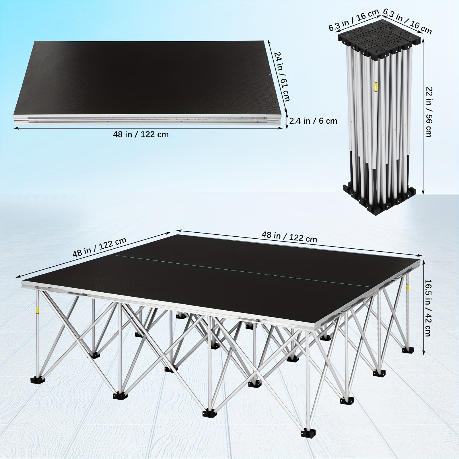 Folding DJ Stage Platform Set, 4x4 Feet, 700kg Capacity