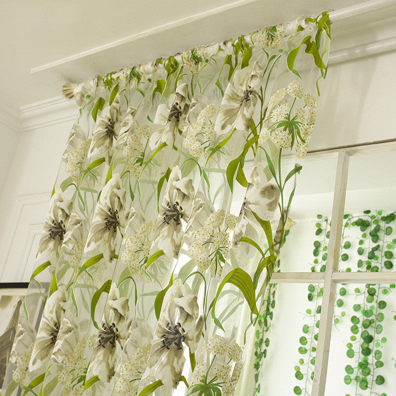 White Striped Yarn Translucent Curtain for Bedroom