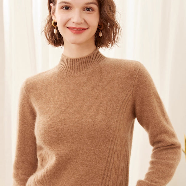 Thick, High-neck Cashmere Sweater for Women, Pure Cashmere Pullover Base Layer Knit Sweater