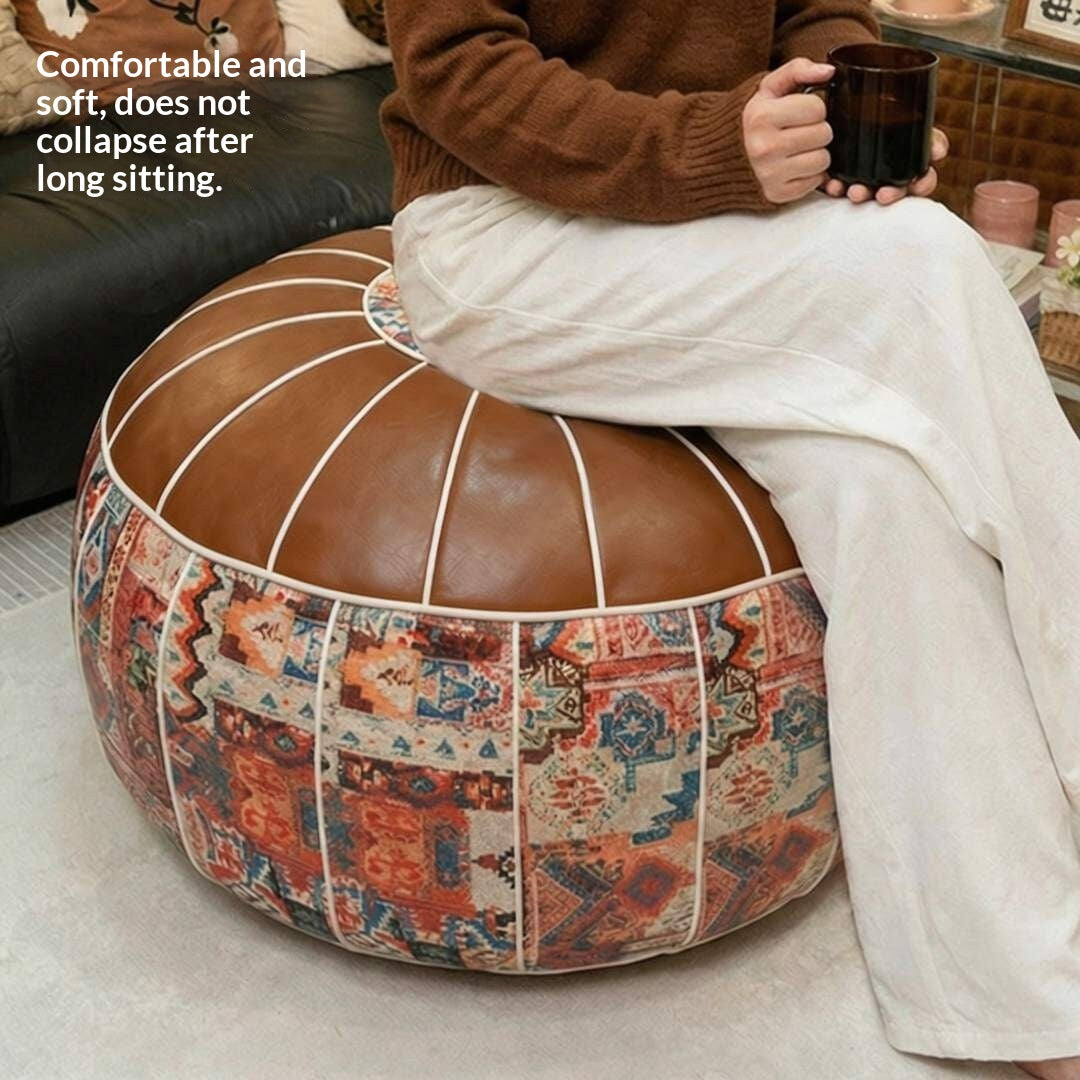 Large-capacity Old-clothing-filled Leather Stool