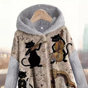 Plush Hooded Printed Casual Women's Sweater