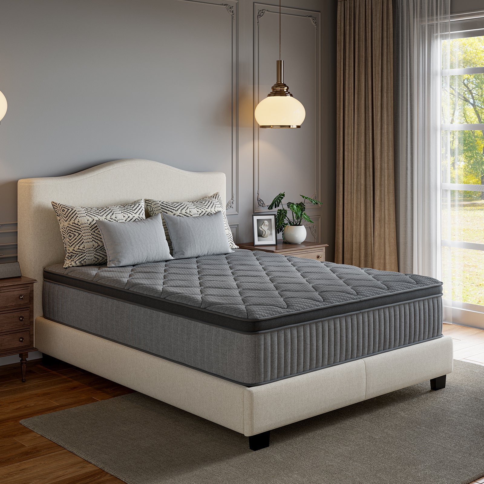 Avenco 6/8/10/12/14 inch Cooling Gel-Infused Memory Foam Mattress, Pocket Spring Hybrid Mattress,SmartS Coil, Pillow Top Design And Motion Isolation