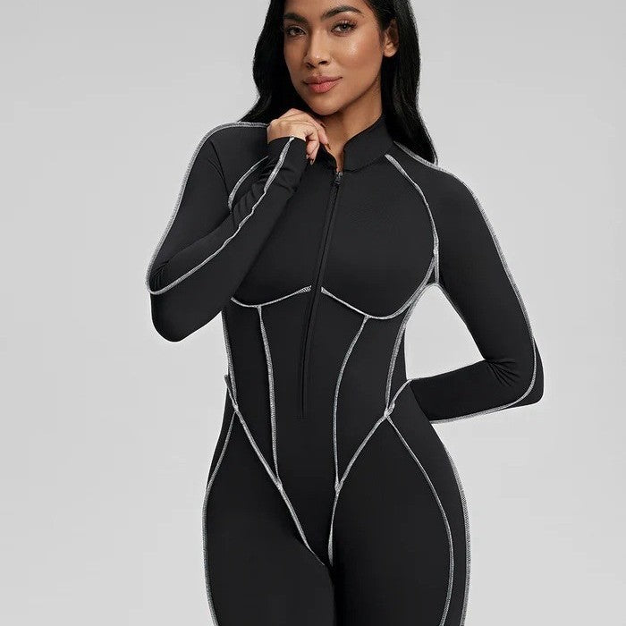 Seamless One-Piece Fitness Yoga Jumpsuit with Built-In Padding