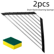 2‑Piece Foldable Stainless Steel Triangle Sink Drain Rack with Quick‑Drain Design