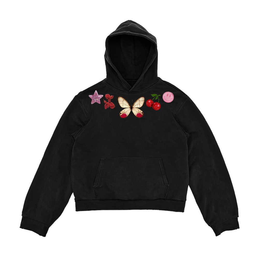 Chic Butterfly Print Hooded Streetwear Sweatshirt