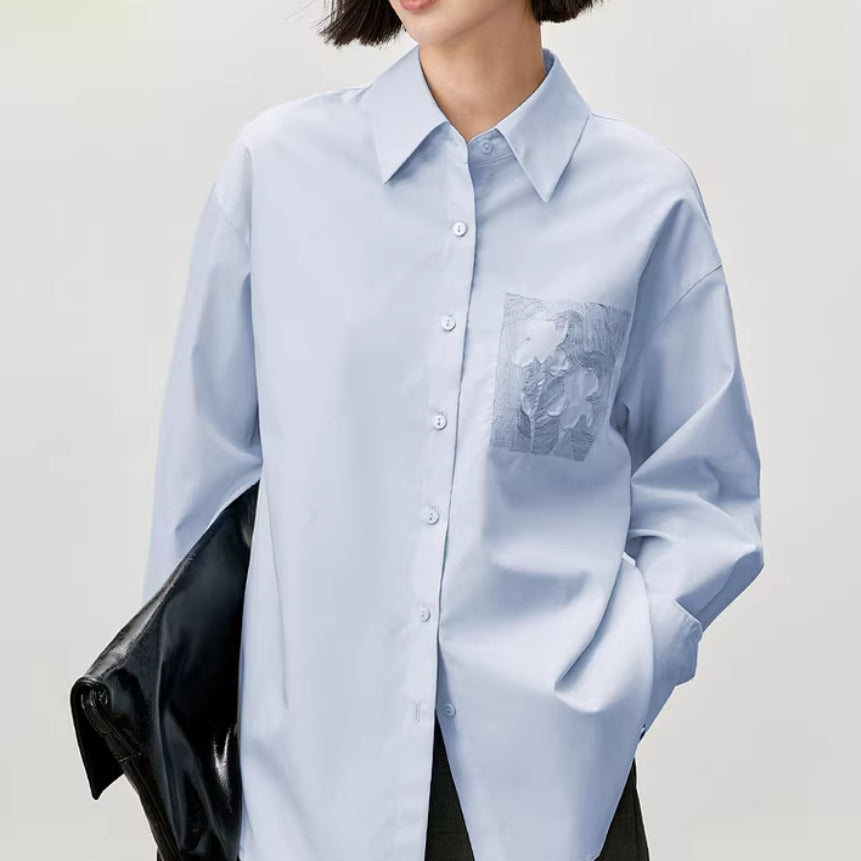 Simple Cotton Shirt Women's Spring Long-Sleeve Top