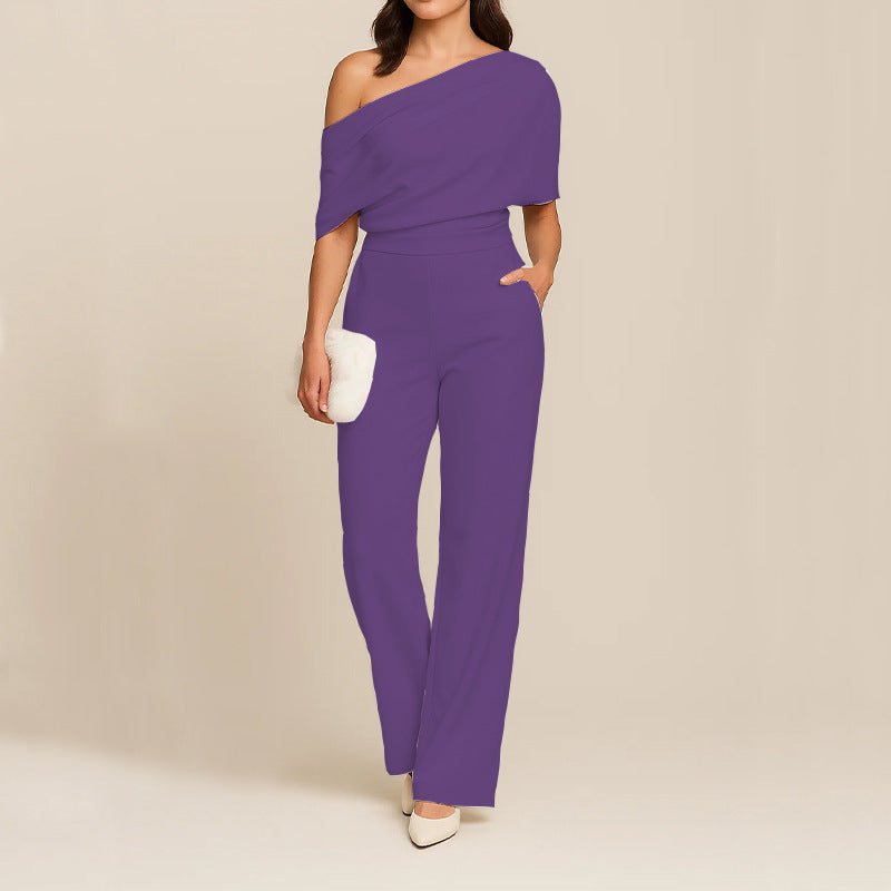 Elegant One-Shoulder Slimming Jumpsuit for Women