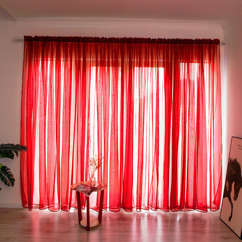 Simple and Modern Balcony Solid Color Gauze Curtain