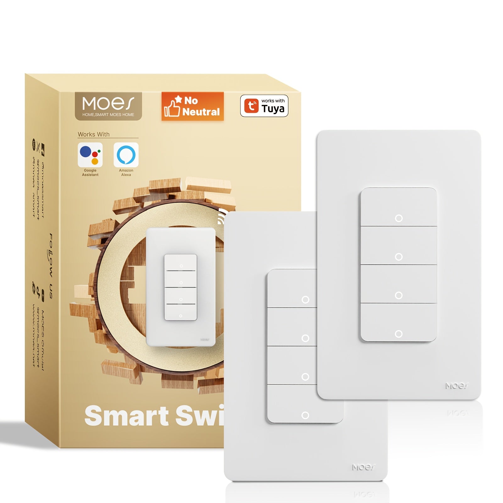 2-Pack Wi-Fi Smart Light Switches, Single Pole, 2.4GHz