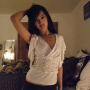 Sheer Lace Crop Top for Women - V-Neck Ruffled Design