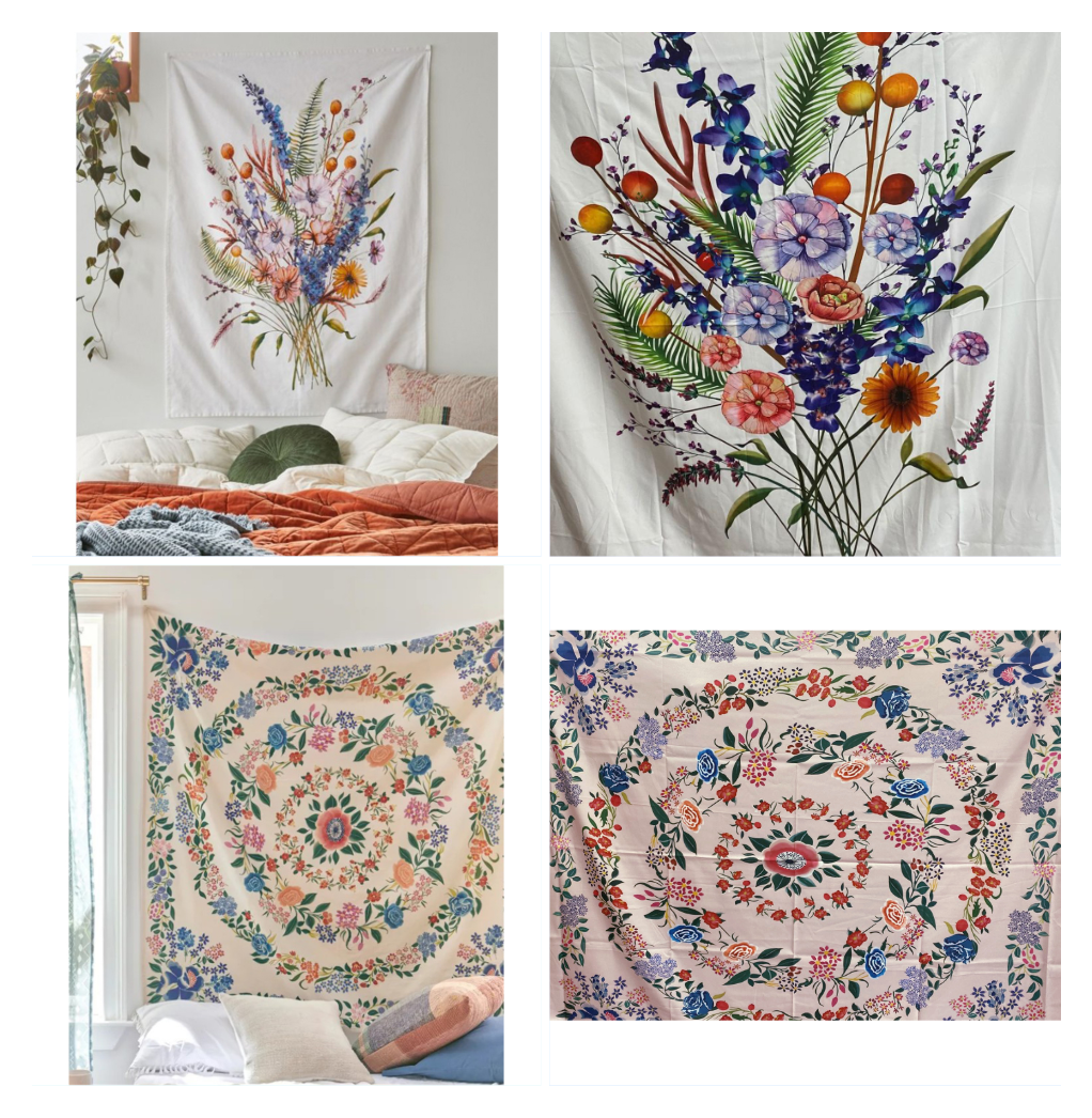 Artistic Style Embroidery Flower Tapestry