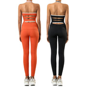 Color-Block Halter Yoga Jumpsuit with Chest Pad