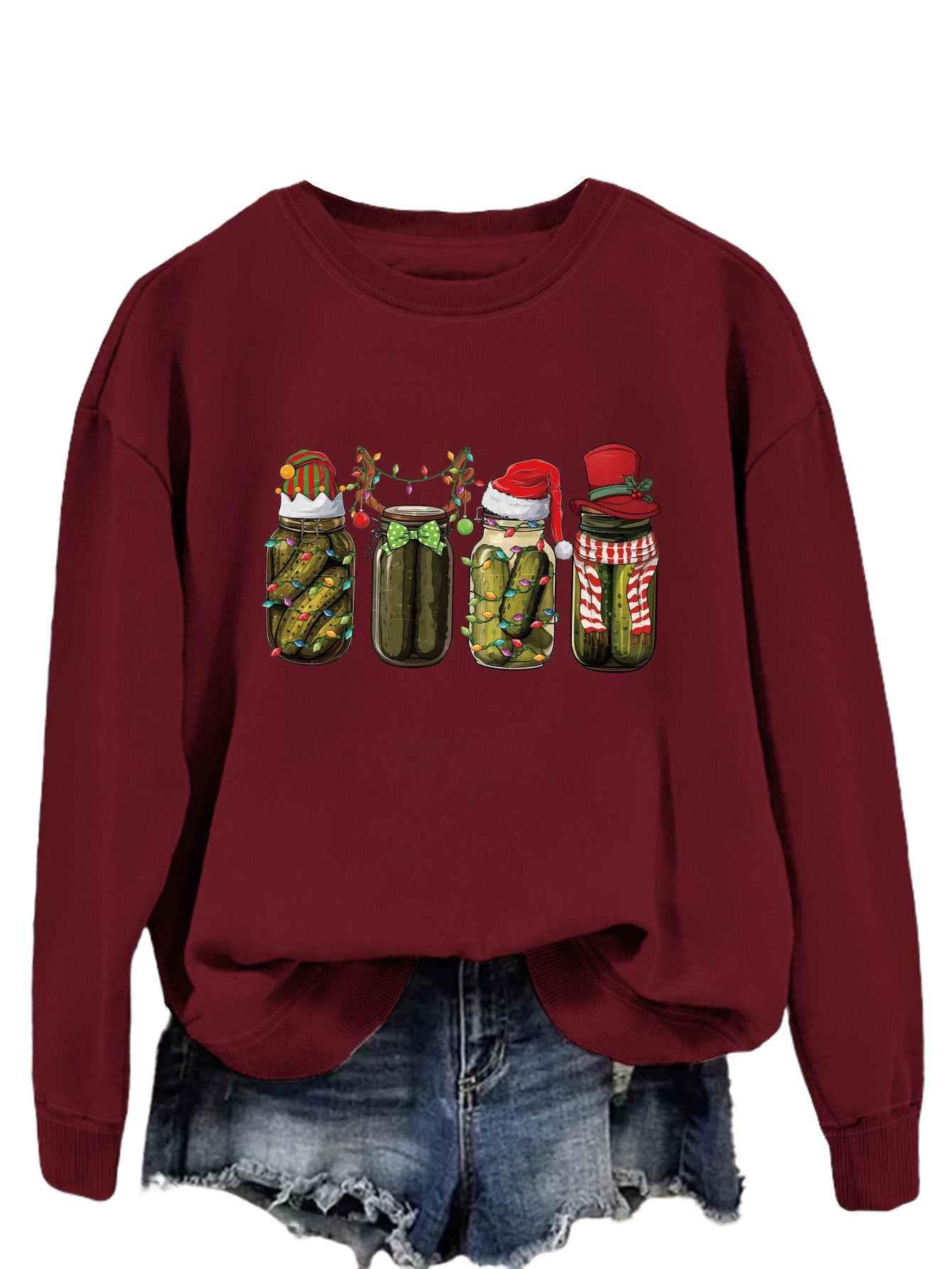 Funny Canned Cucumber Print Pullover Streetwear Sweatshirt