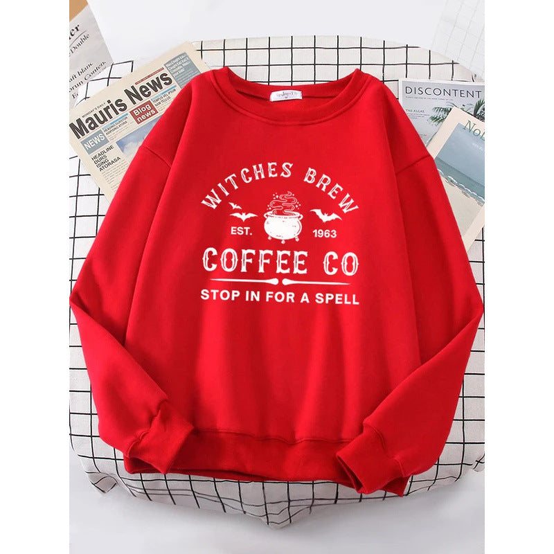 Witches Make Coffee Cute Letter Print Hip Hop Hoodie