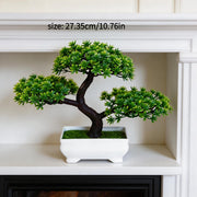 Large Artificial Pine Bonsai with White Planter for Desktop Decor