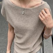 Khaki 3D Cutout Short Sleeve Blouse – Lightweight Loose Fit