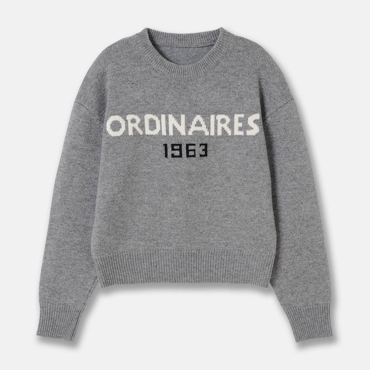 Retro Alphabet Knit Sweater Cozy Casual Crewneck Pullover