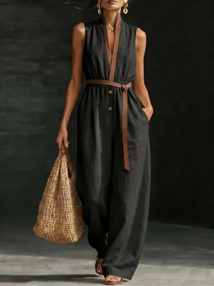 V-Neck Sleeveless Chic Women's Jumpsuit