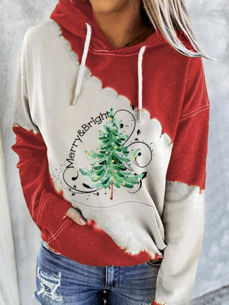 Festive Christmas Tree 3D Printed Women's Hooded Pullover Sweater
