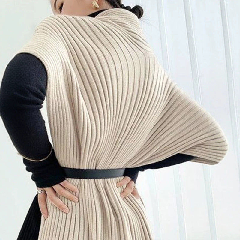 Loose-fitting Asymmetrical Solid-color Patchwork Turtleneck Sweater Top