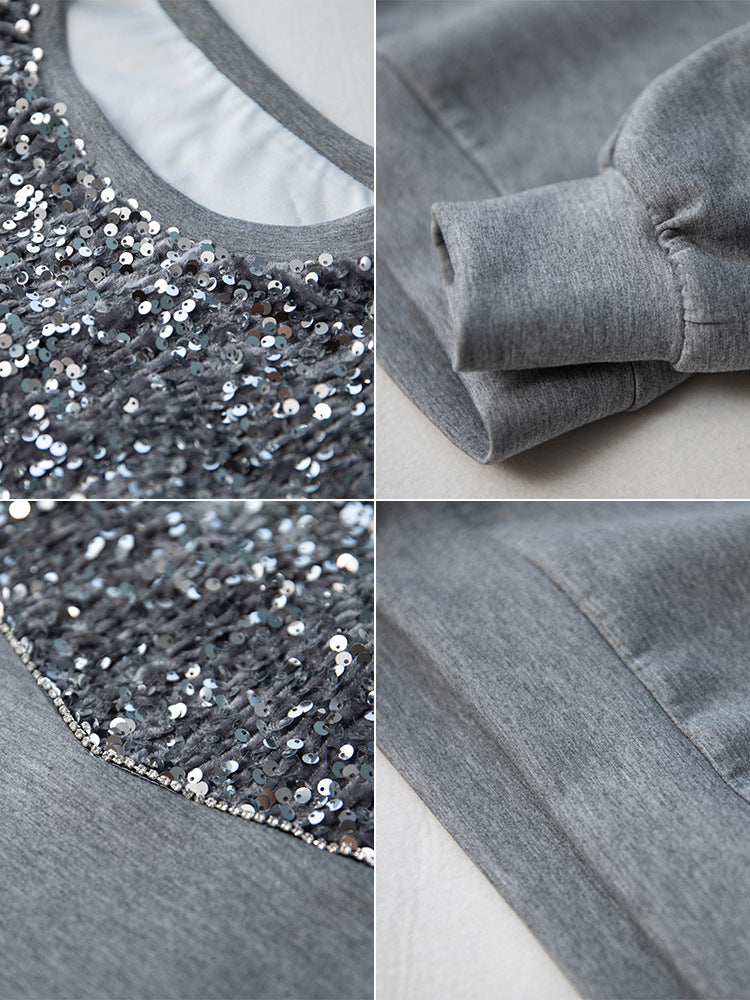 Elegant Sequin Air Cotton Slimming Sweater