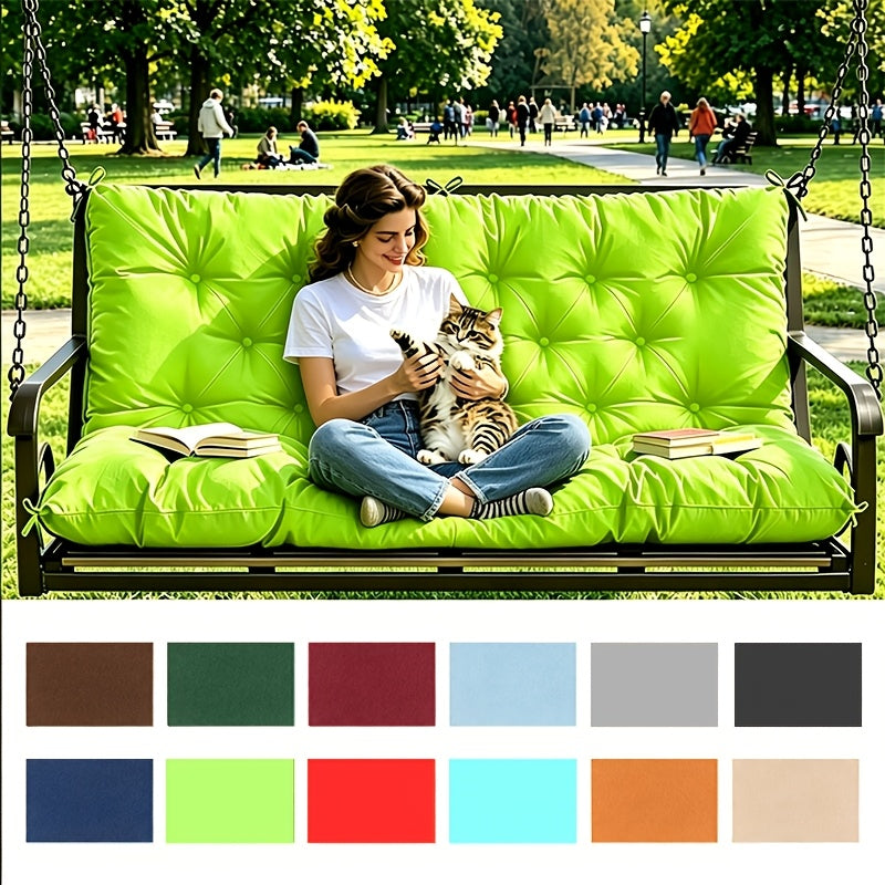 Porch Swing Cushions Outdoor Waterproof Thickened 5" Backyard Swing Cushion with Backrest And Ties 2-3 Seat Outdoor Swing Cushions Replacement for Porch Patio Garden Lawn 60/48/40X40X5 INCH