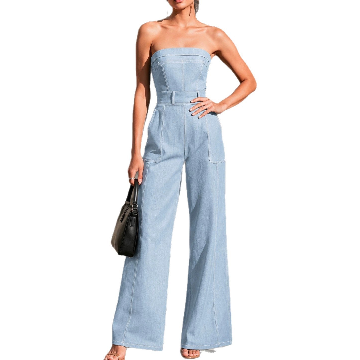Chic Wide-Leg Denim Jumpsuit: Effortless French Style