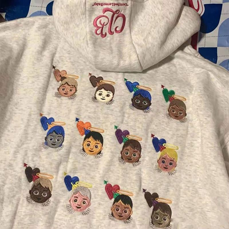 Women's Angel Embroidery Loose Casual Hoodie