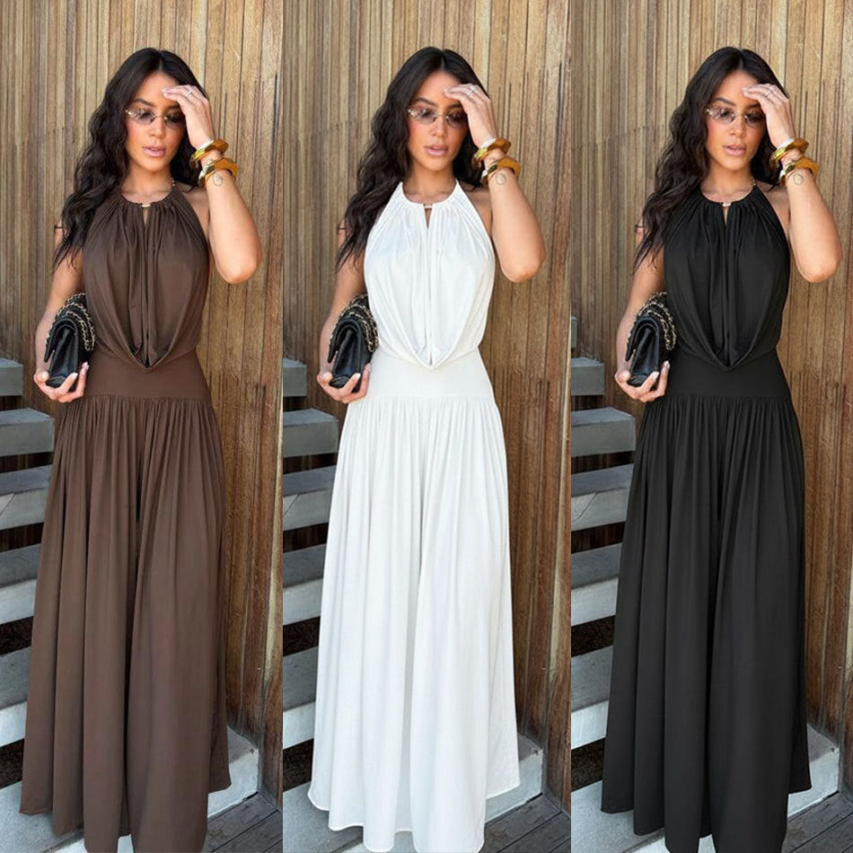 Chic V-Neck Halter Wide-Leg Two-Piece Set