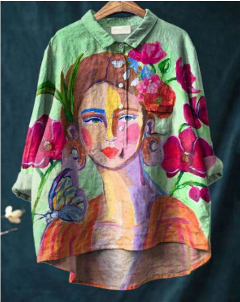 European And American Printed Hawaiian Casual Long-sleeved Shirt