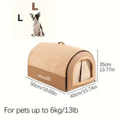 Cozy Pet Bed For Small To Large Dogs & Cats - Enclosed Washable Polyester Kennel With Non-Slip Bottom, All-Season Soft Bedding, Easy Assembly, Brown
