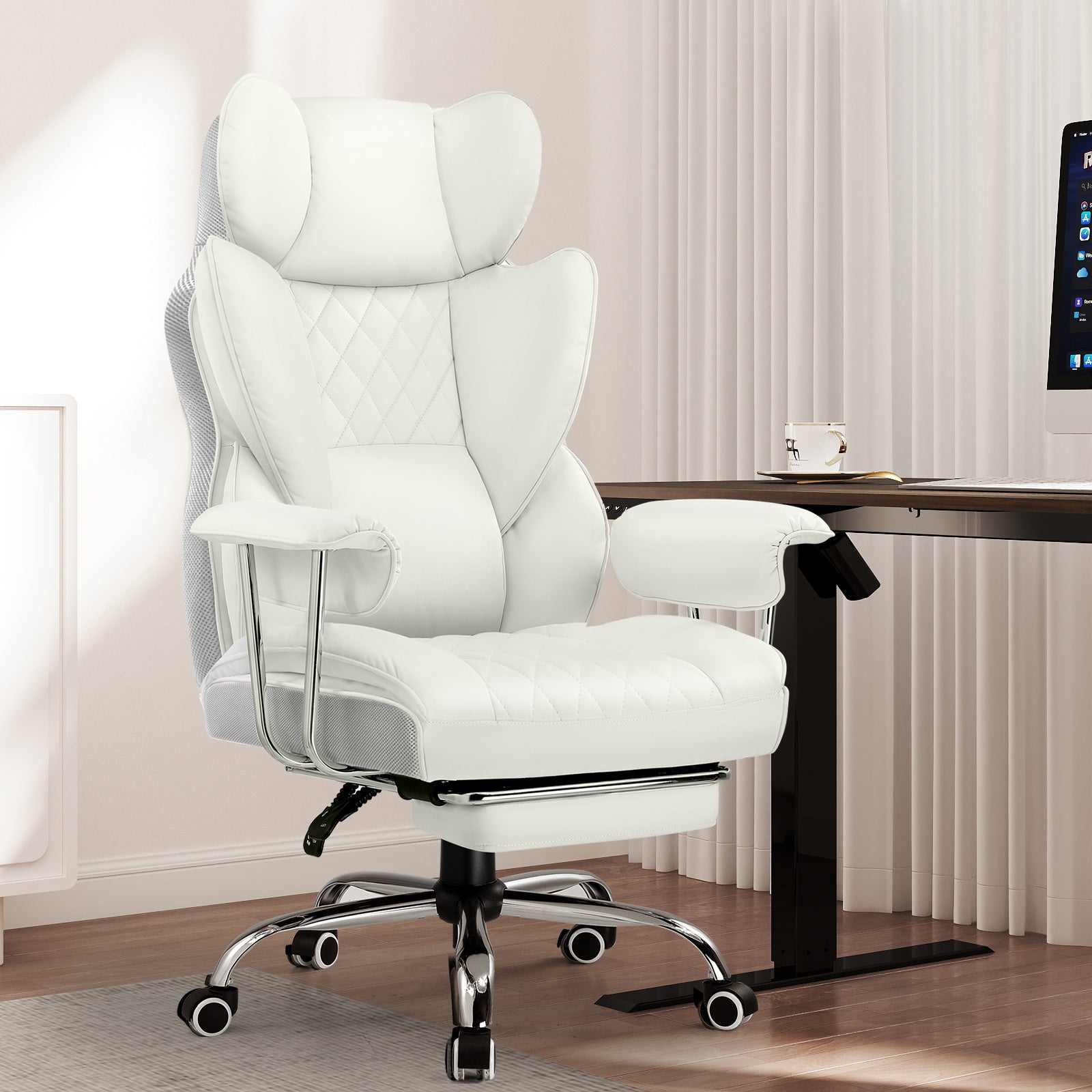 Wide Executive Office Chair with Lumbar Support and Adjustable Height