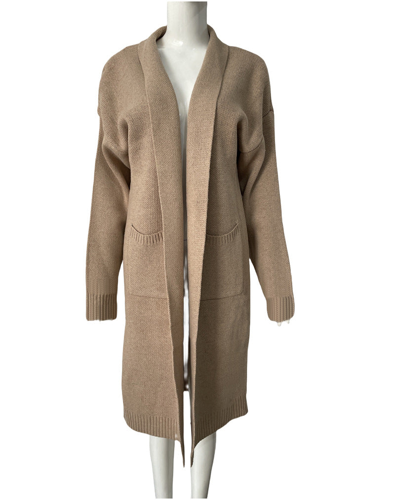 Loose-fitting Long Cardigan Oversized Pocketed Knit Sweater Coat