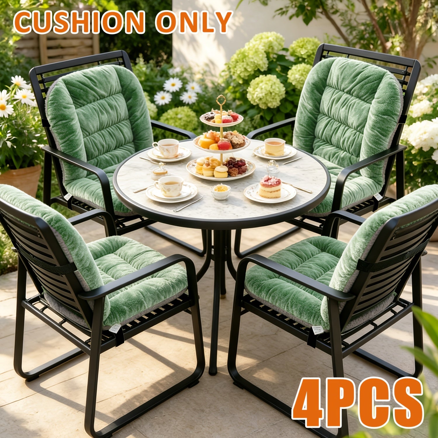 4pcs Thickened Outdoor Chair Cushions with Backrest Support, Suitable for Patio Furniture, Soft And Comfortable, Suitable for Garden Loungers, Terraces, And Balcony Furniture, Durable And Comfortable Fit