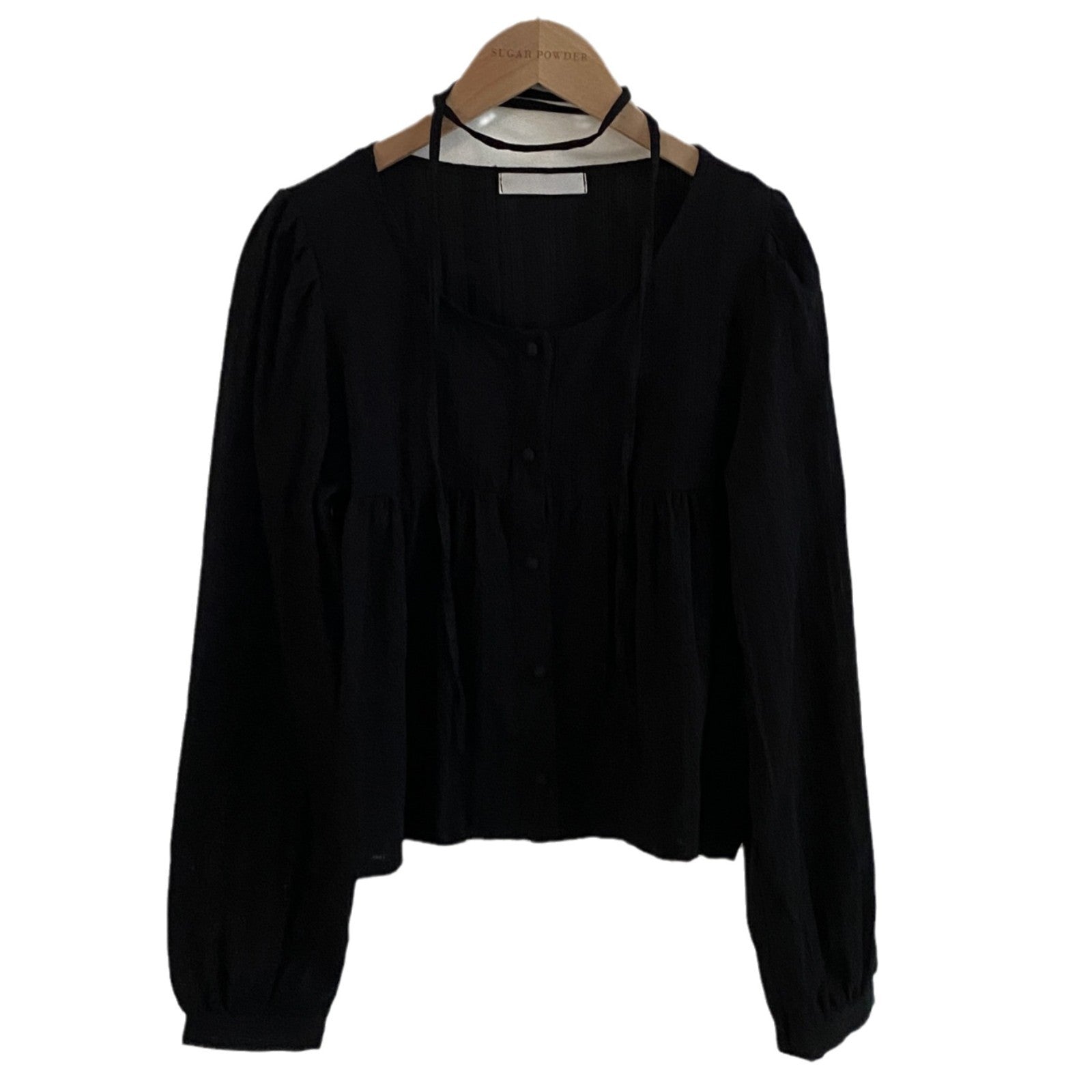 Ribbon Design Single-breasted Long Sleeve Shirt Women's All-match Top