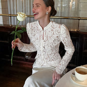 Luxurious Jacquard Knit Blouse for Women